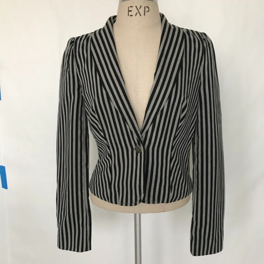 Armani Exchange Black/Gray Striped Blazer Size Medium